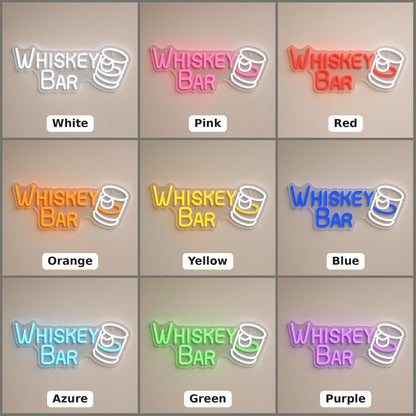 Whiskey Bar LED Neon Sign - nine-color grid