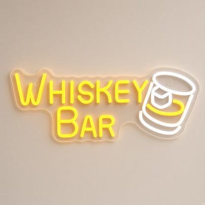 Whiskey Bar with Whiskey Glass Wall Mount for Home Bar LED Neon Sign - natural light view