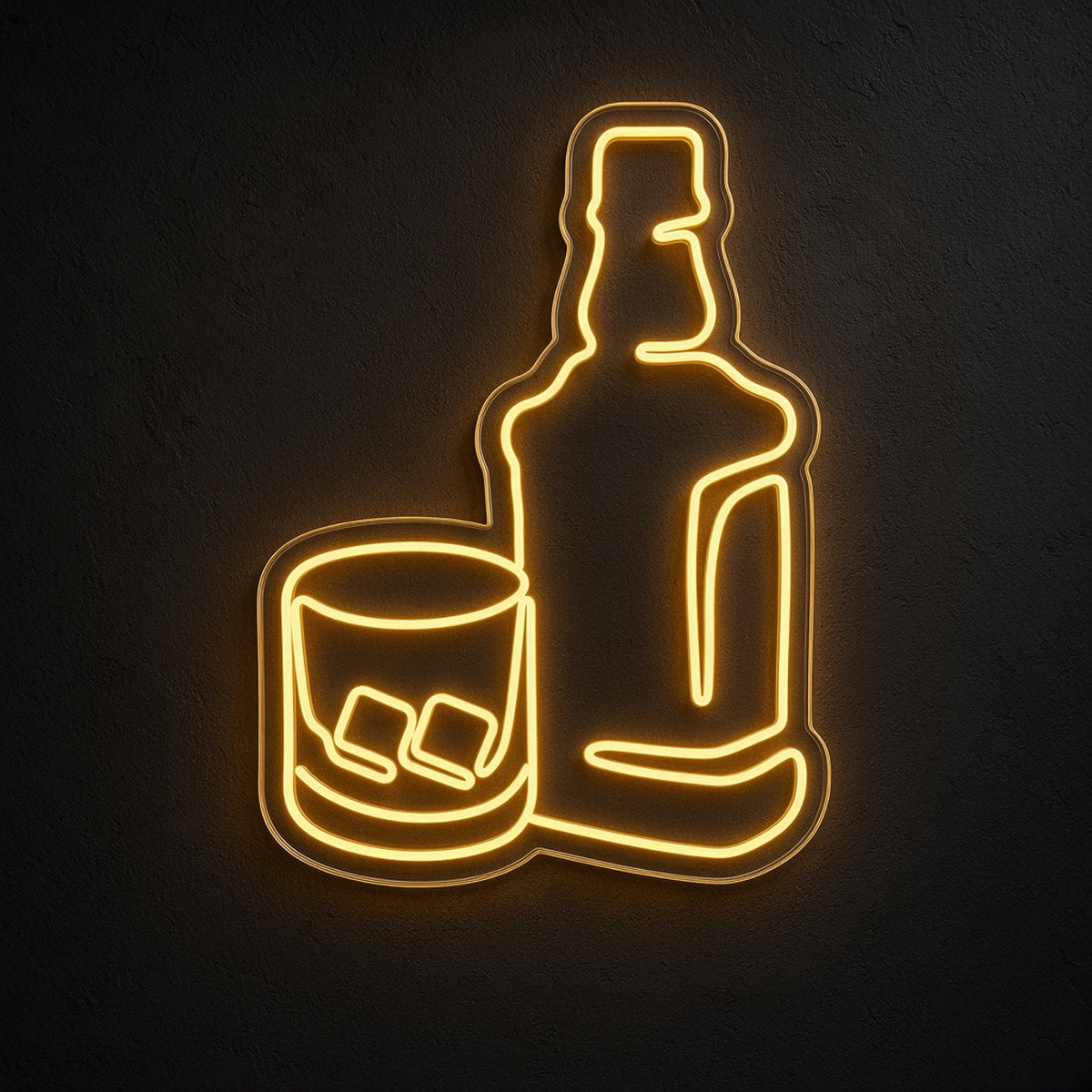 Whiskey Bottle and Glass Outline Home Bar Decor LED Neon Sign - product hero