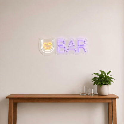 Whiskey Glass BAR Letters Rocks Glass for Home Bar LED Neon Sign - lifestyle view