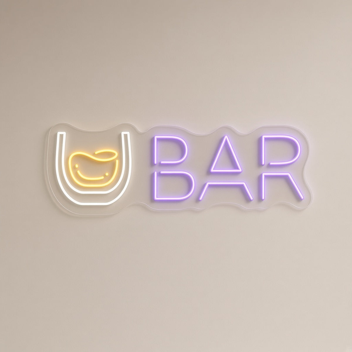 Whiskey Glass BAR Letters Rocks Glass for Home Bar LED Neon Sign - natural light view