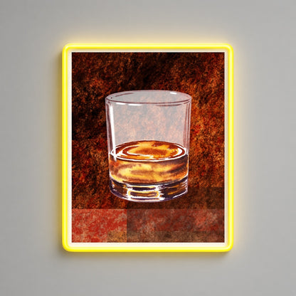 Whiskey Glass Watercolor Art LED Neon Sign - natural light view