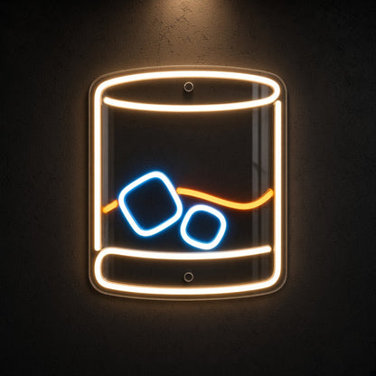 Whiskey on the Rocks Man Cave Bar Wall Decor LED Neon Sign - product hero