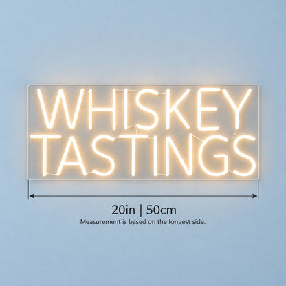 Whiskey Tastings LED Neon Sign - size guide