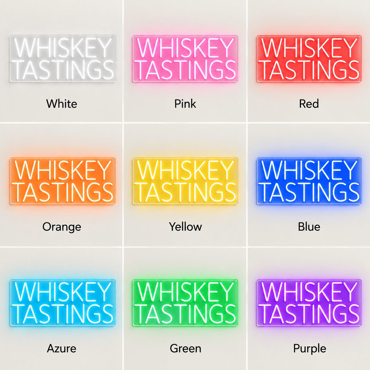 Whiskey Tastings LED Neon Sign - nine-color grid