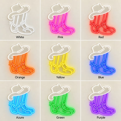 Cowboy Hat and Boots LED Neon Sign - nine-color grid