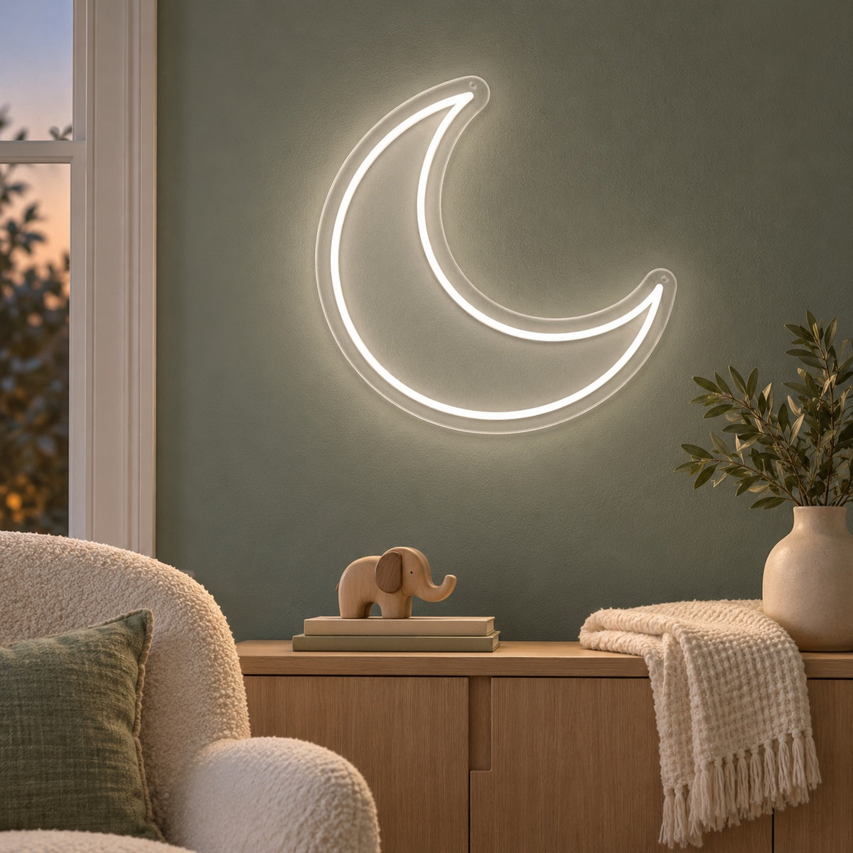 Crescent Moon LED Neon Sign - advertising view