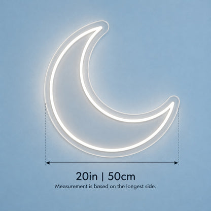 Crescent Moon LED Neon Sign - size guide