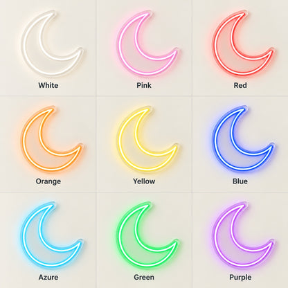 Crescent Moon LED Neon Sign - nine-color grid