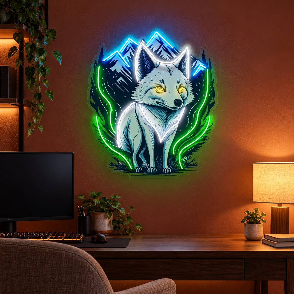 Wolf Mountains LED Neon Sign - advertising view