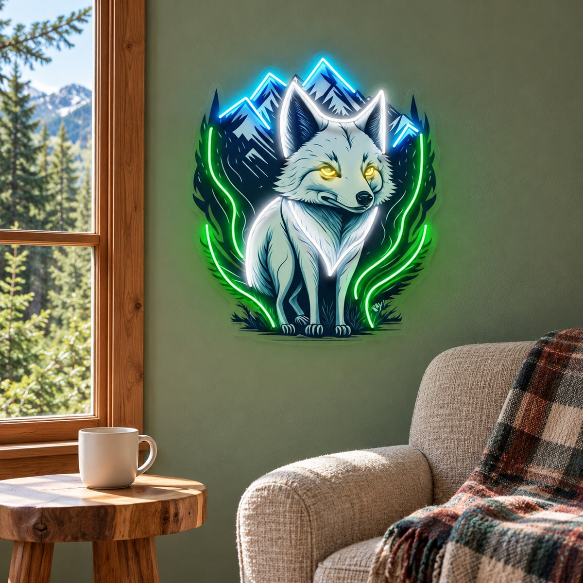 Wolf Mountains LED Neon Sign - lifestyle view