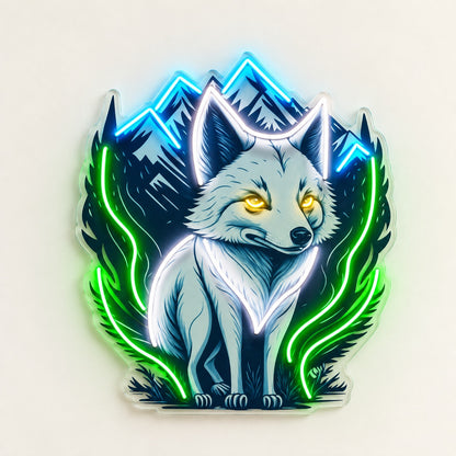 Wolf Mountains LED Neon Sign - natural light view