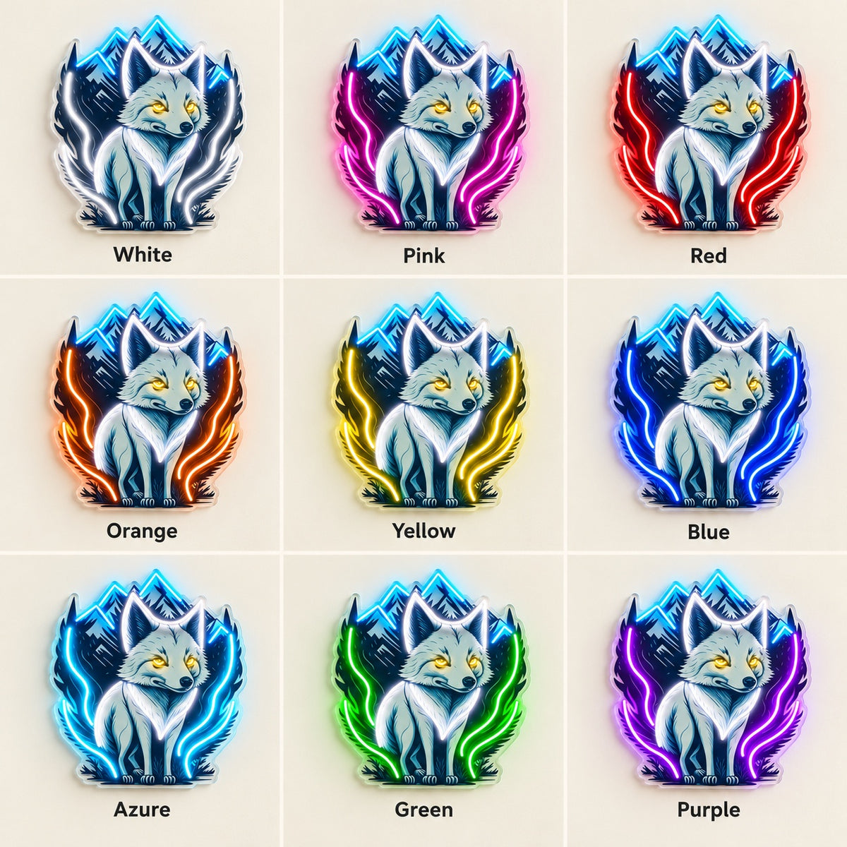 Wolf Mountains LED Neon Sign - nine-color grid