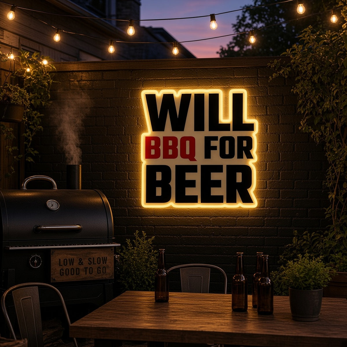 Will BBQ for Beer LED Neon Sign - advertising view