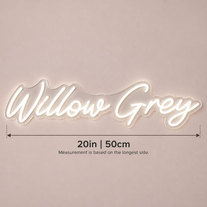 Willow LED Neon Sign - size guide