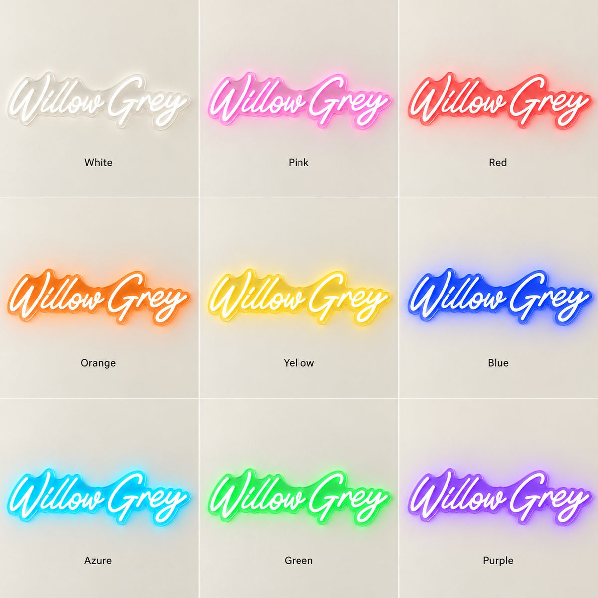 Willow LED Neon Sign - nine-color grid