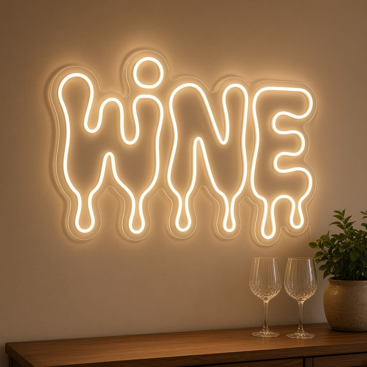 Wine Dripping Letters for Wine Bar Kitchen Decor LED Neon Sign - lifestyle view