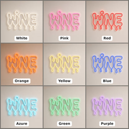 Wine Dripping Letters for Wine Bar Kitchen Decor LED Neon Sign - nine-color grid