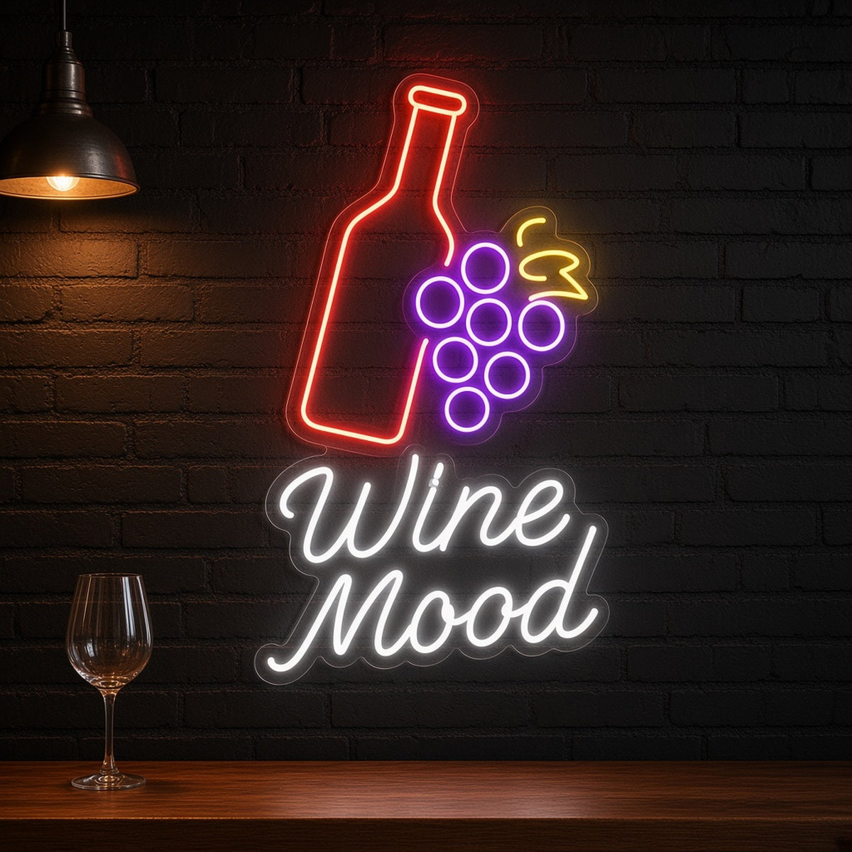Wine Mood Bottle Grapes for Wine Bar LED Neon Sign - advertising view