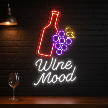 Wine Mood Bottle Grapes for Wine Bar LED Neon Sign - advertising view
