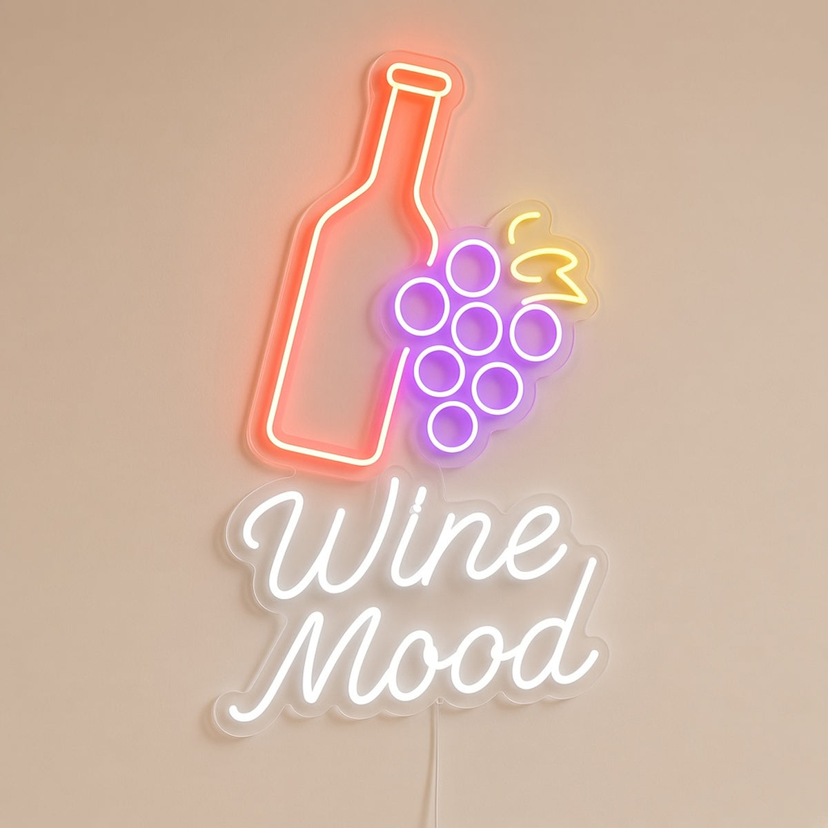 Wine Mood Bottle Grapes for Wine Bar LED Neon Sign - natural light view
