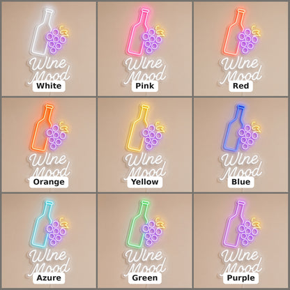 Wine Mood Bottle Grapes for Wine Bar LED Neon Sign - nine-color grid