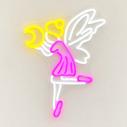 Winged Trumpet Player LED Neon Sign - natural light view
