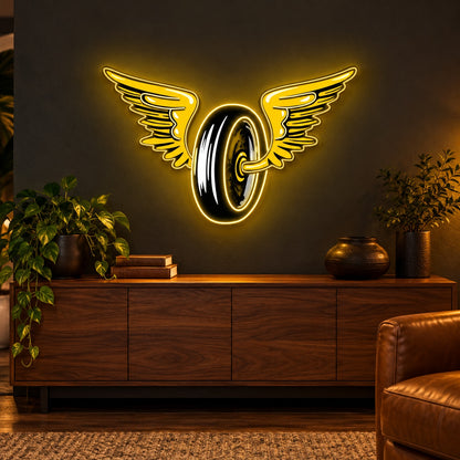 Winged Wheel LED Neon Sign - advertising view