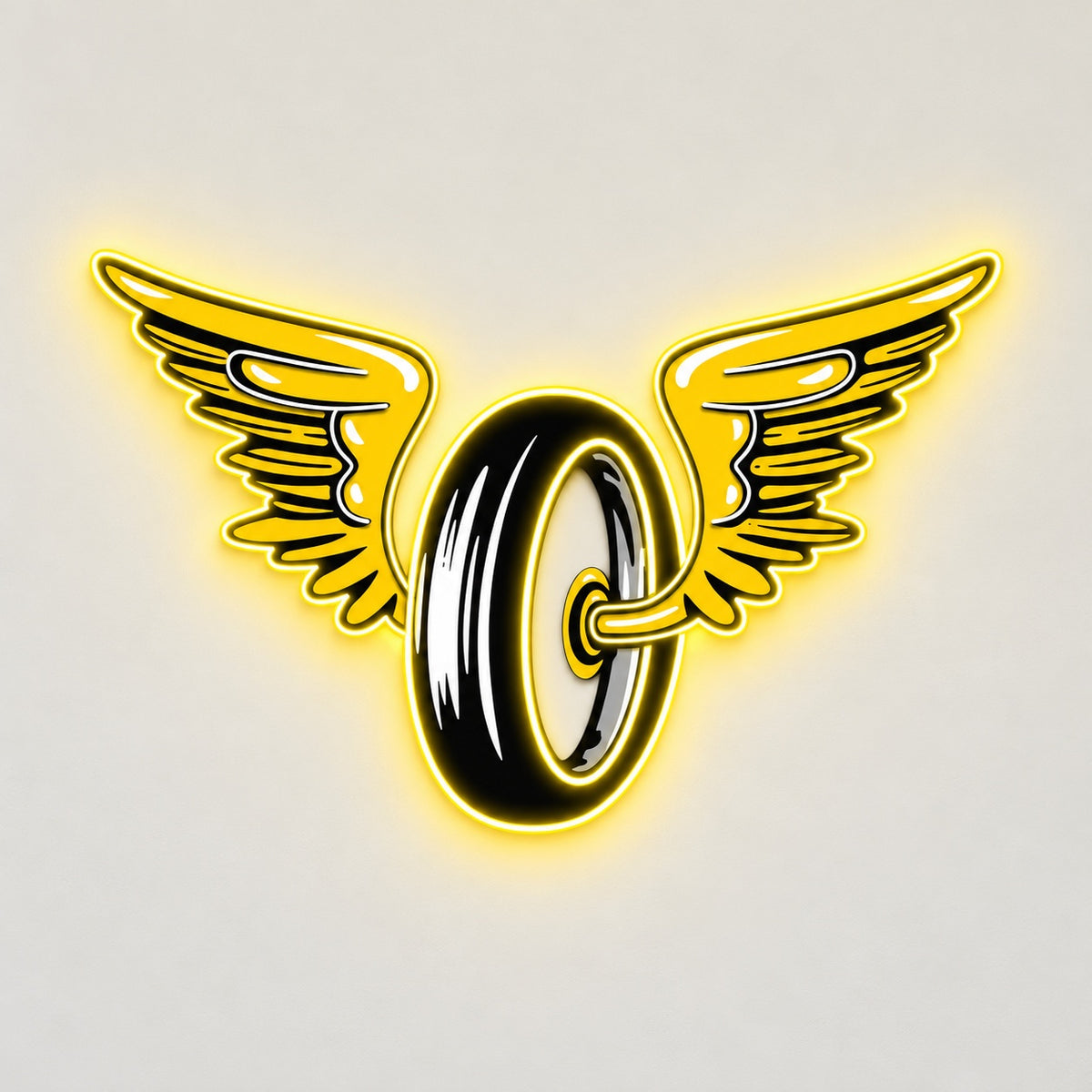 Winged Wheel LED Neon Sign - natural light view