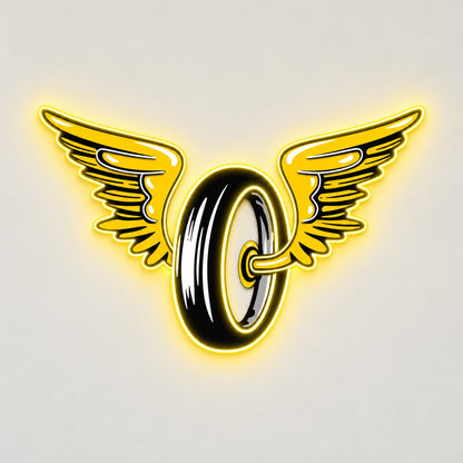 Winged Wheel LED Neon Sign - natural light view