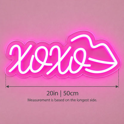 Xoxo Lips LED Neon Sign - size guide