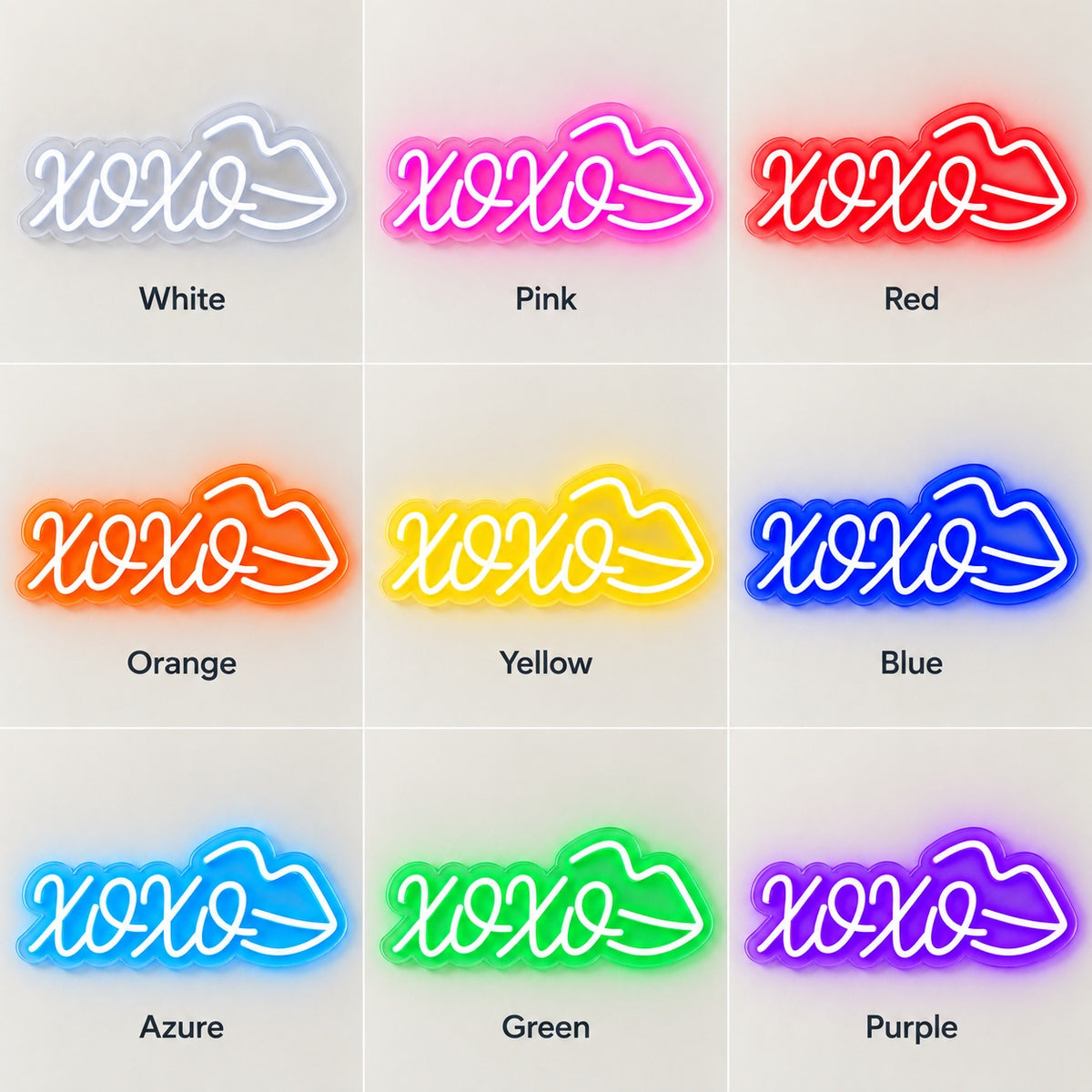 Xoxo Lips LED Neon Sign - nine-color grid
