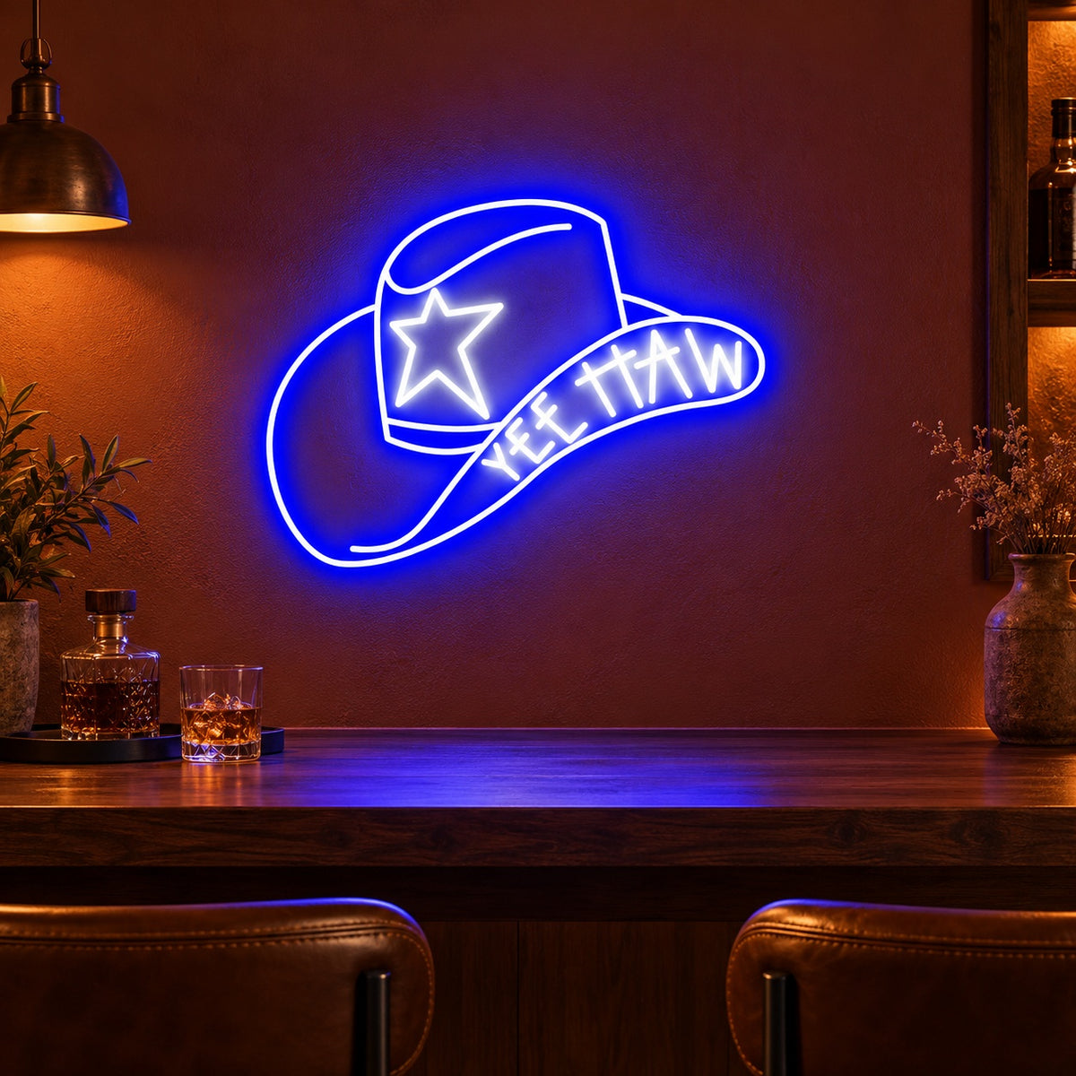 YEE HAW Star Hat LED Neon Sign - advertising view