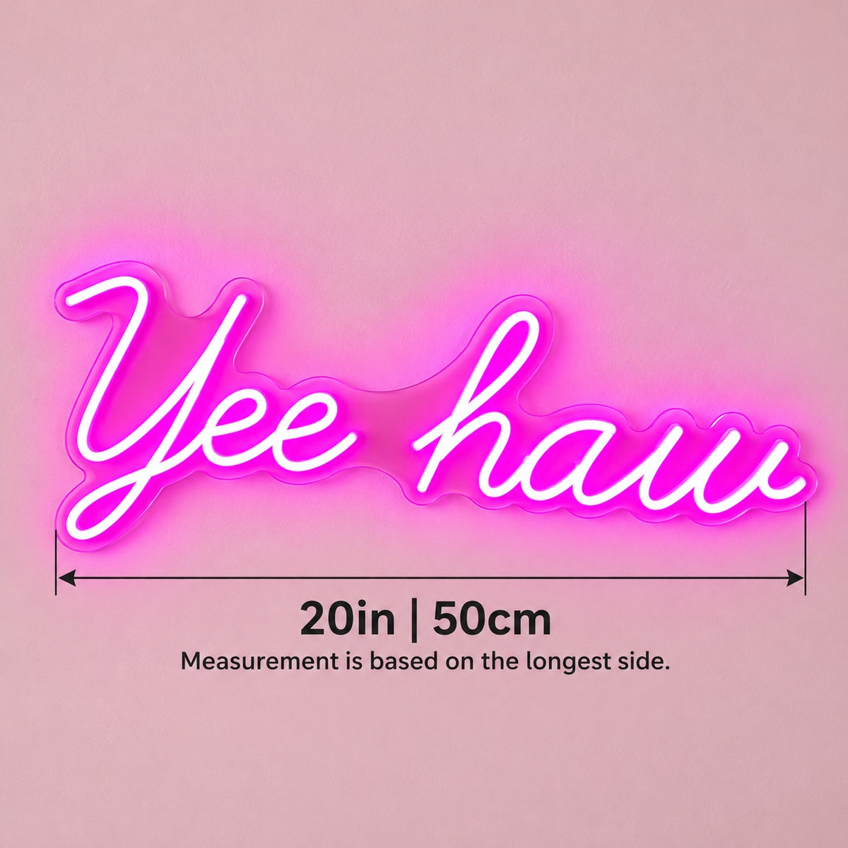 Yee Haw LED Neon Sign - size guide