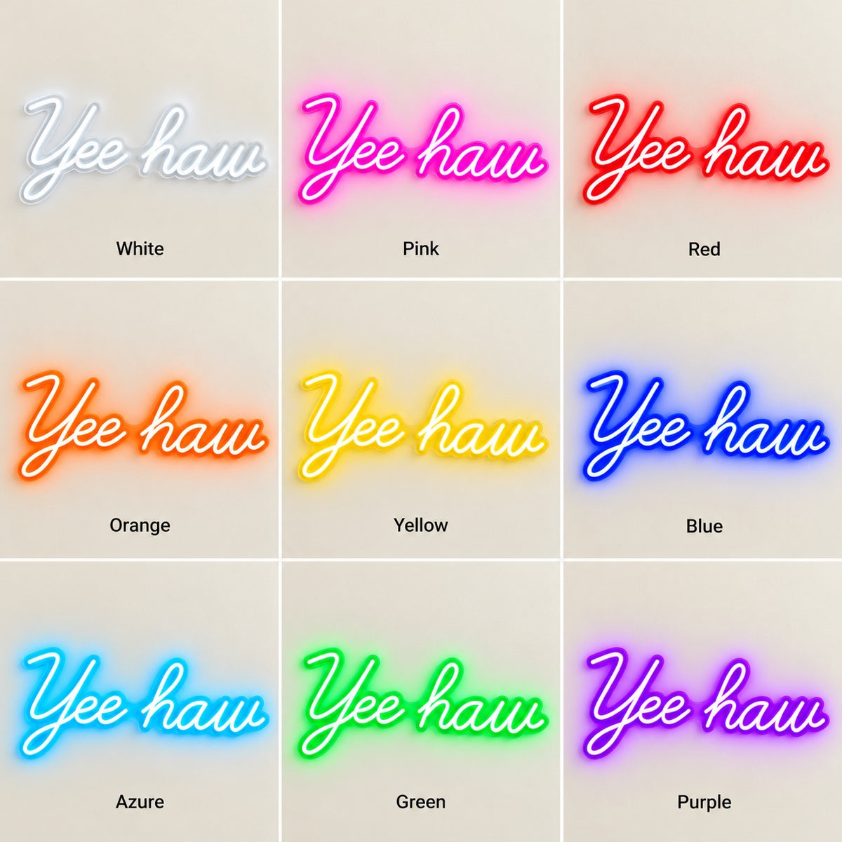 Yee Haw LED Neon Sign - nine-color grid