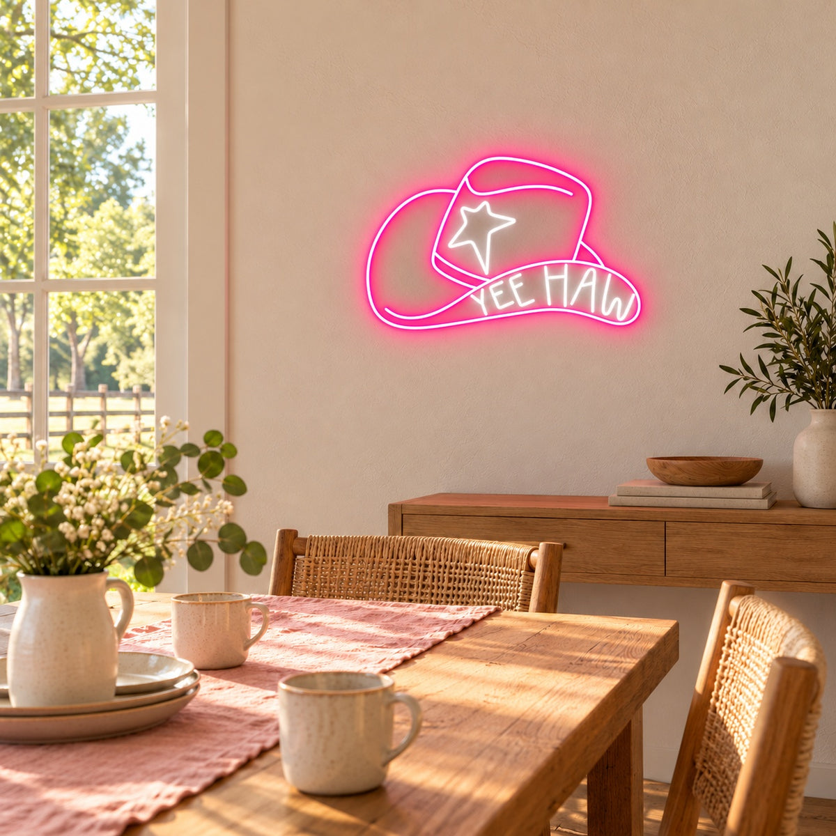 YEE HAW Star Cowboy Hat LED Neon Sign - lifestyle view