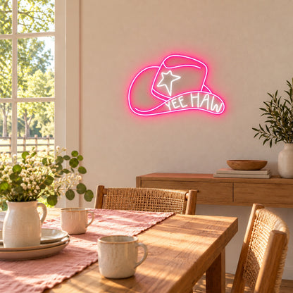 YEE HAW Star Cowboy Hat LED Neon Sign - lifestyle view