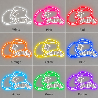 YEE HAW Star Cowboy Hat LED Neon Sign - nine-color grid