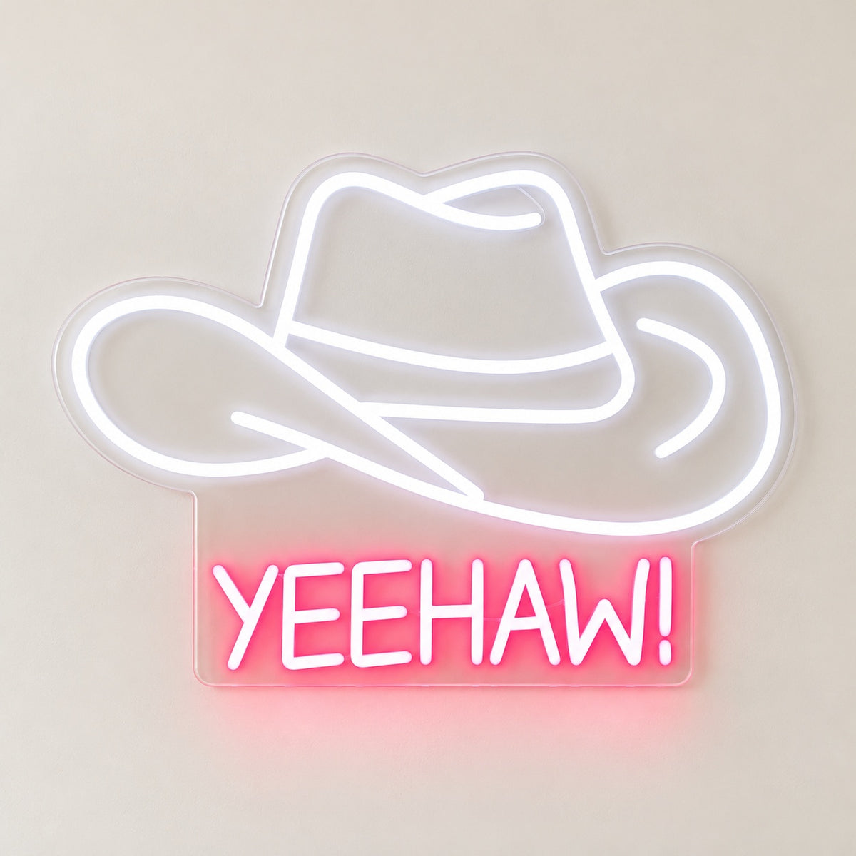 YEEHAW Cowboy Hat LED Neon Sign - natural light view