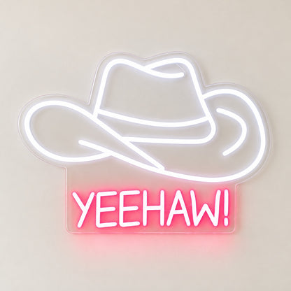 YEEHAW Cowboy Hat LED Neon Sign - natural light view