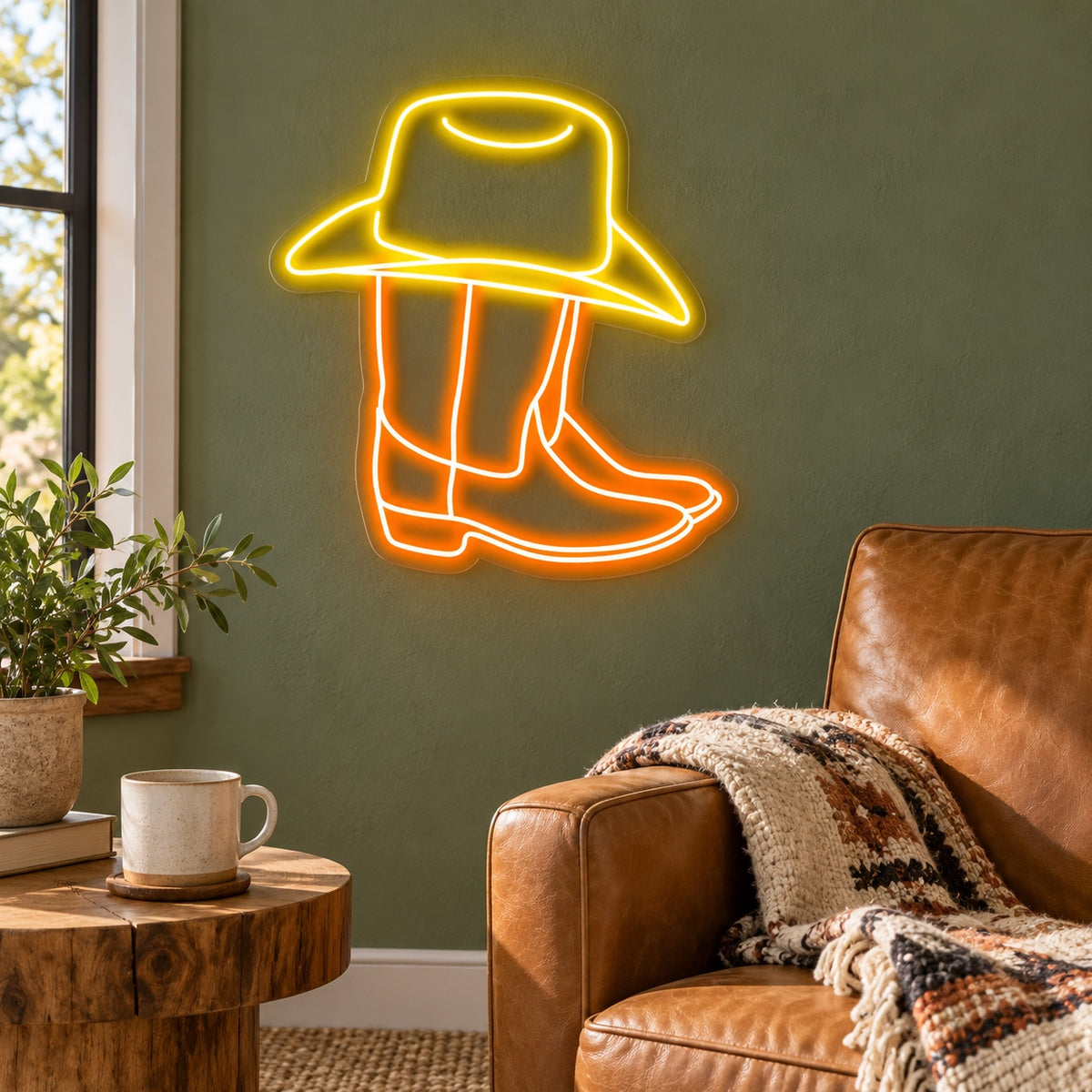 Cowboy Hat and Boots LED Neon Sign - lifestyle view