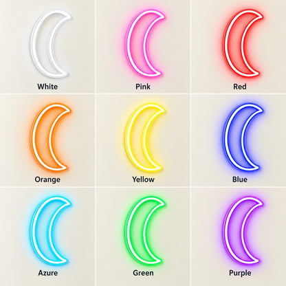 Crescent Moon LED Neon Sign - nine-color grid