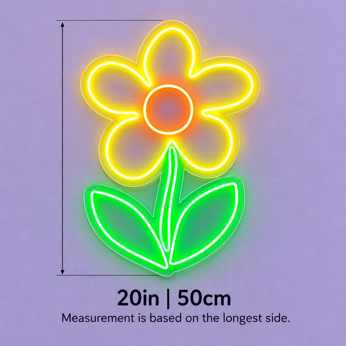 Daisy Flower LED Neon Sign - size guide