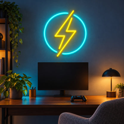 Lightning Circle LED Neon Sign - advertising view