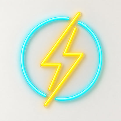 Lightning Circle LED Neon Sign - natural light view