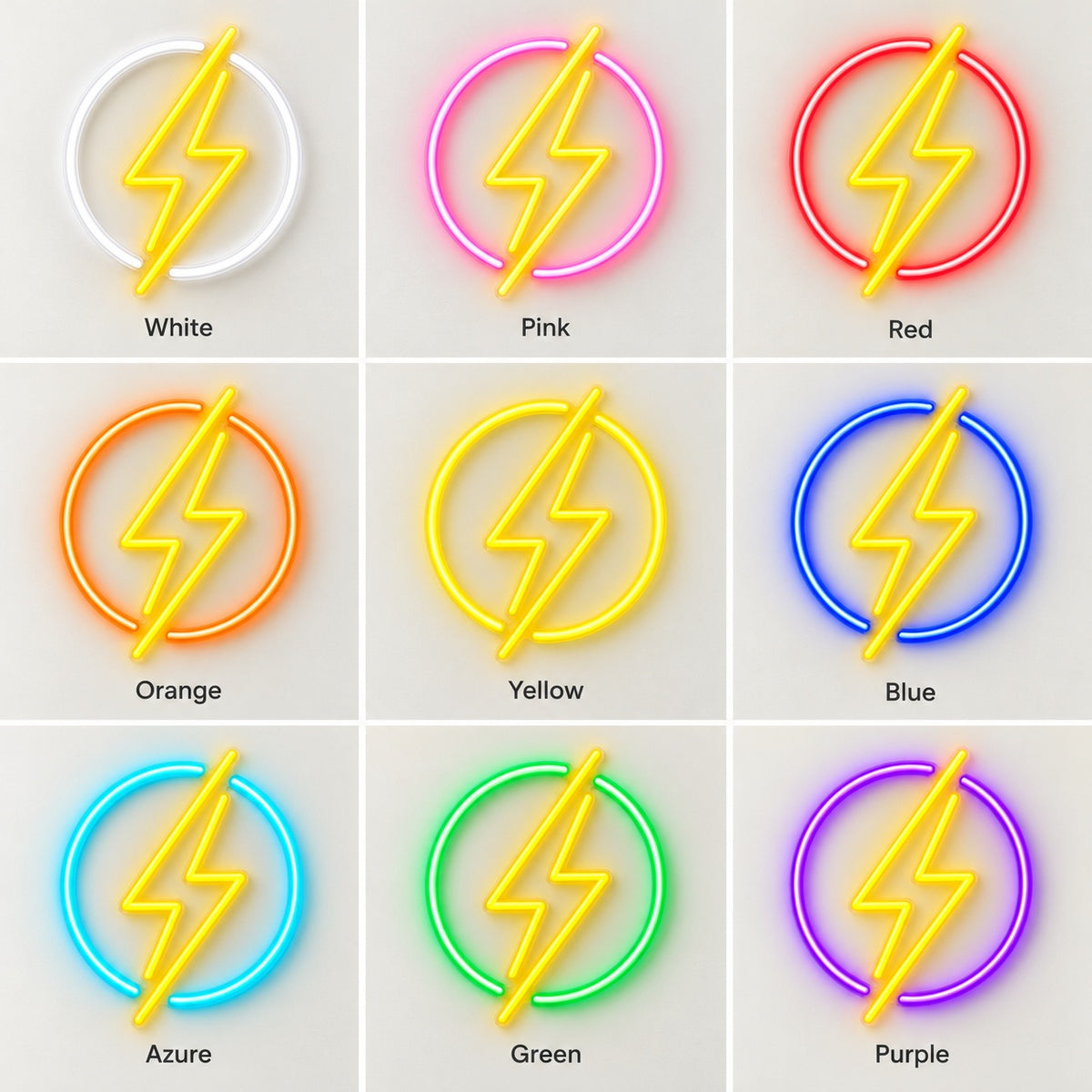 Lightning Circle LED Neon Sign - nine-color grid