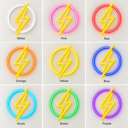 Lightning Circle LED Neon Sign - nine-color grid