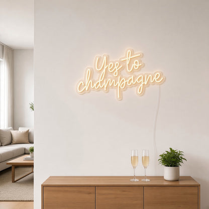 Yes to Champagne LED Neon Sign - lifestyle view