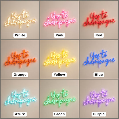 Yes to Champagne LED Neon Sign - nine-color grid