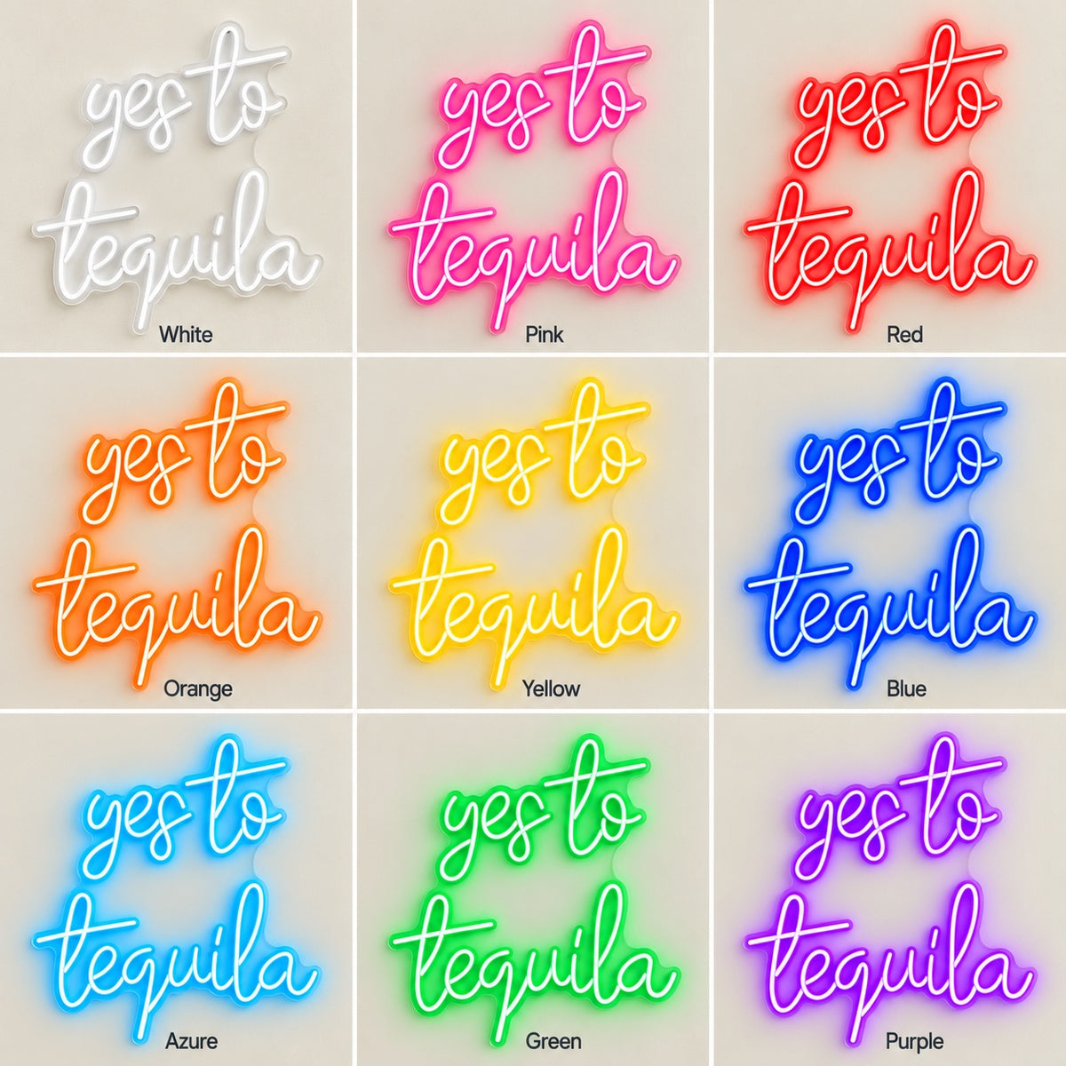 Yes To Tequila LED Neon Sign - nine-color grid